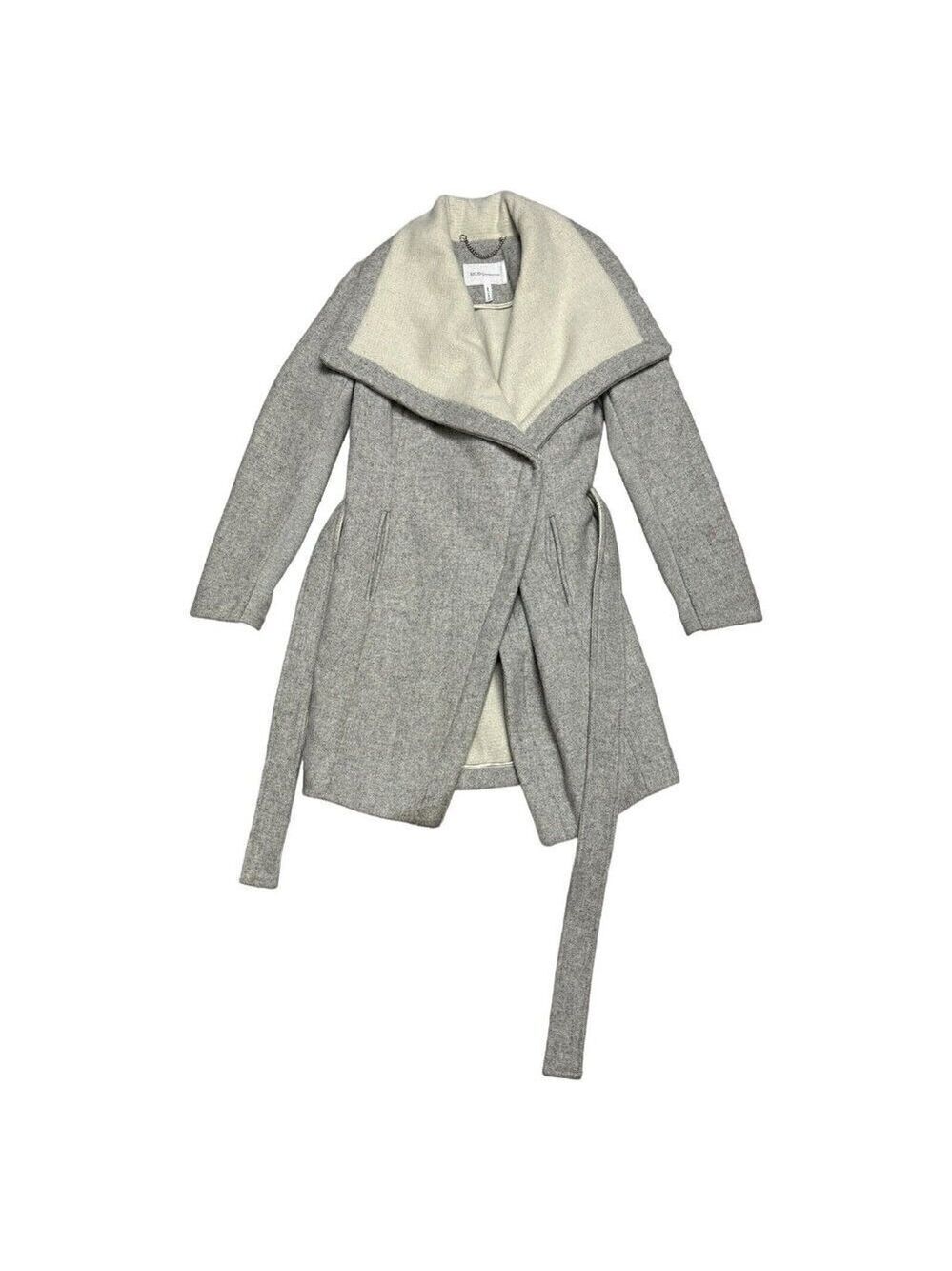 BCBG Generation WOOL Blend Luxury Designer Trench Pea Coat Womens XS
